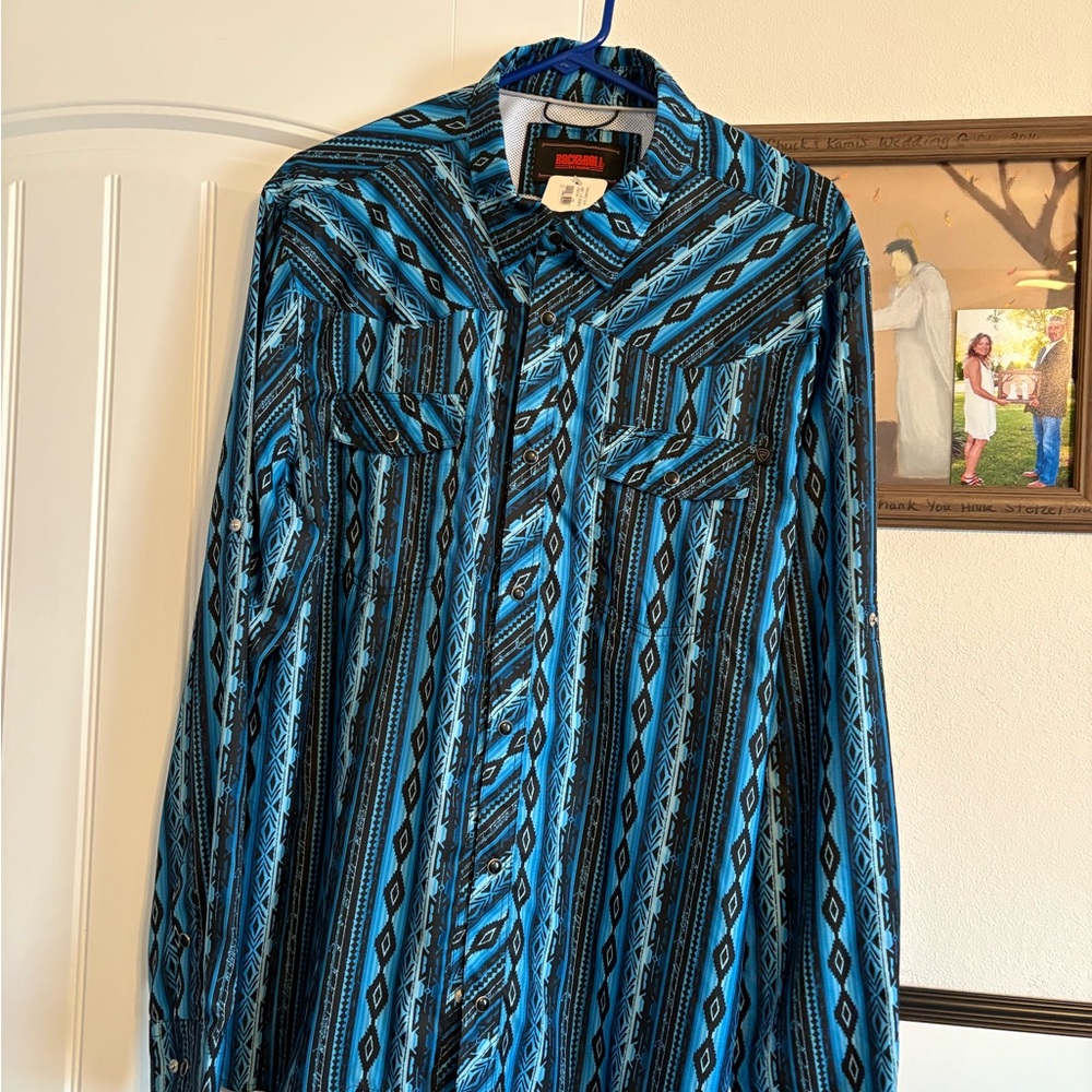 Rock & Roll  Blue and Black Patterned Shirt